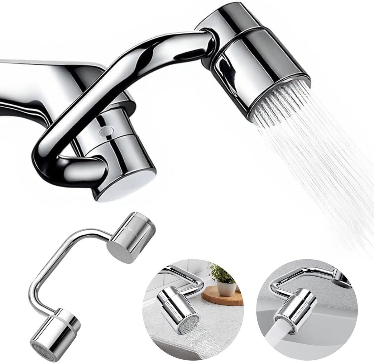 Dailygoods - HhBdy Kraan opzetstuk, kraanverlenging, 1440 graden rotatie, kraanverlenger, 2 bedrijfsmodi, draaibaar waterkraanopzetstuk, verstelbaar, kraanverlenging voor keuken, badkamer, wasmachine