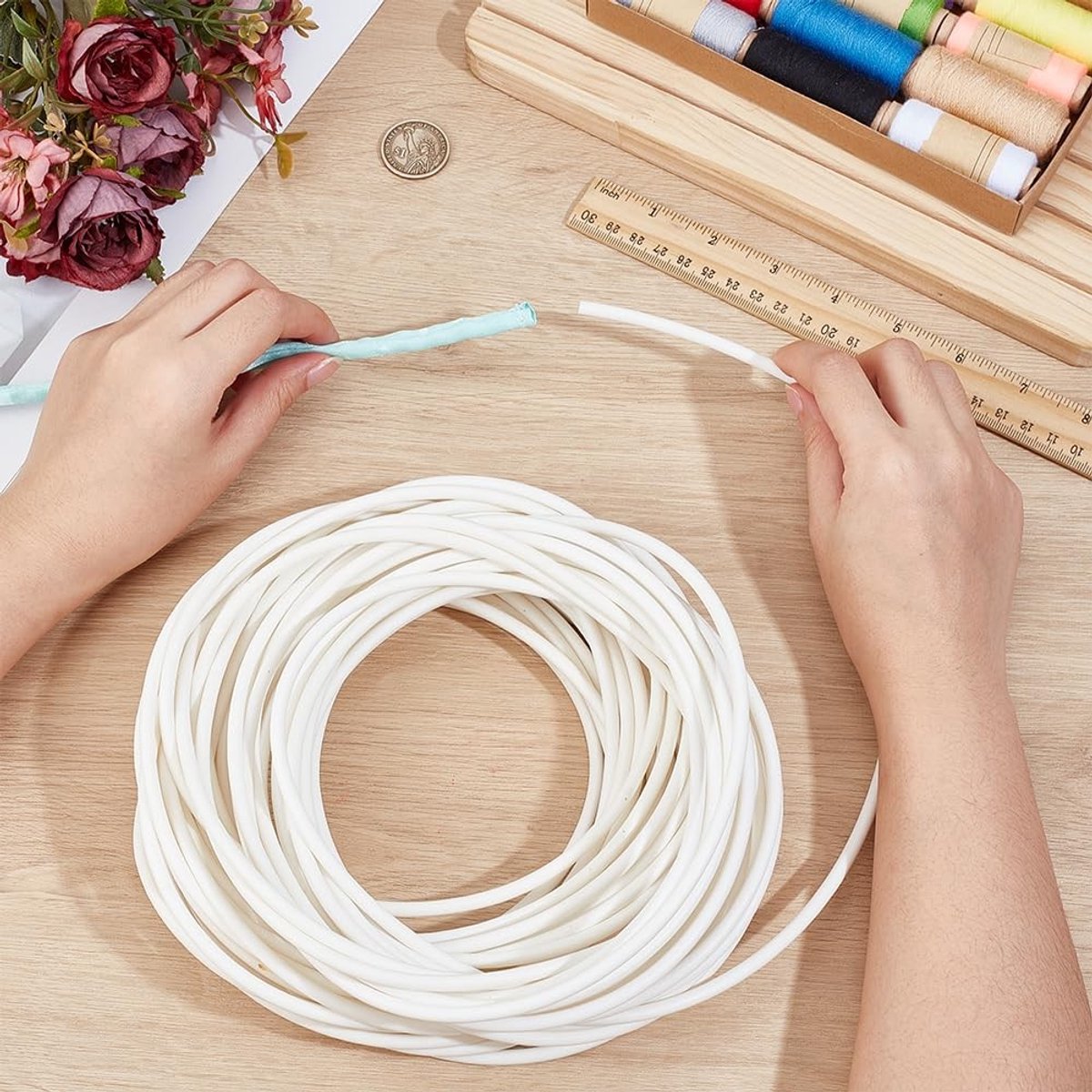 Dailygoods - BENECREAT 20m/22 Yards PVC Welt Cord Piping, Wit Plastic Welt Cord Bekleding Leidingen voor Bank, Stoel, Tafelloper, Matras en Gordijn Decoratie, 5mm