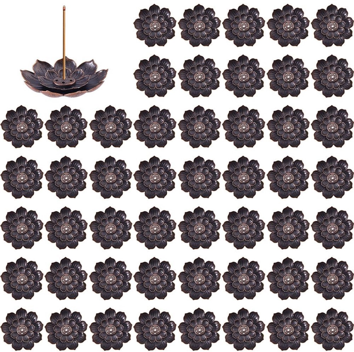 Dailygoods- Wierookhouder Dubbellaags Lotusontwerp - Wierook Brander - 60 Stuks - Antislip - Decoratief - Voor Yoga en Meditatie - Wierookbrander
