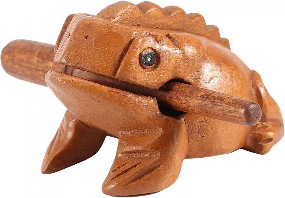 Houten Kikker - Muziek Instrument - Decoratie Geluid - Traditioneel Vakmanschap - 8.8CM - Houtkleur