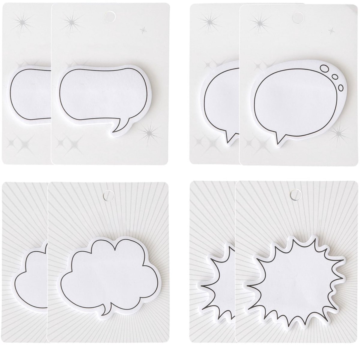 Dailygoods- Sticky Notes 240 Stuks - Bubbeldesign - Gespreksvormen - Compact Formaat - Kantoor/Thuis - 4 Unieke Ontwerpen - Notitieblaadjes