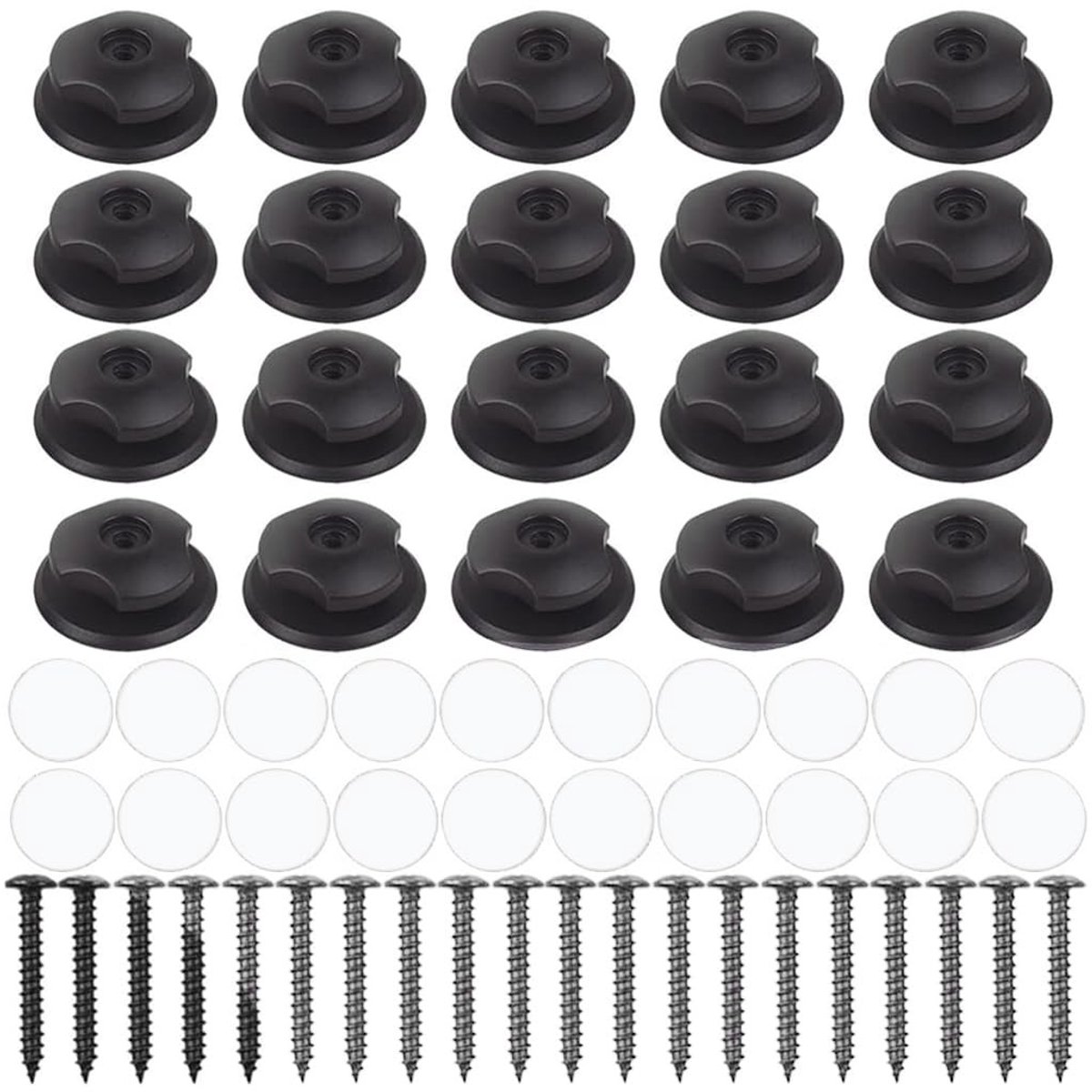 Dailygoods- Dekzeilhaken 20 Stuks - Kunststof Bevestigingsknoppen - Dekzeilbevestiging - Aanhangeraccessoires - Weerbestendig - Inclusief Schroeven en Tapes - Zeilknoppen