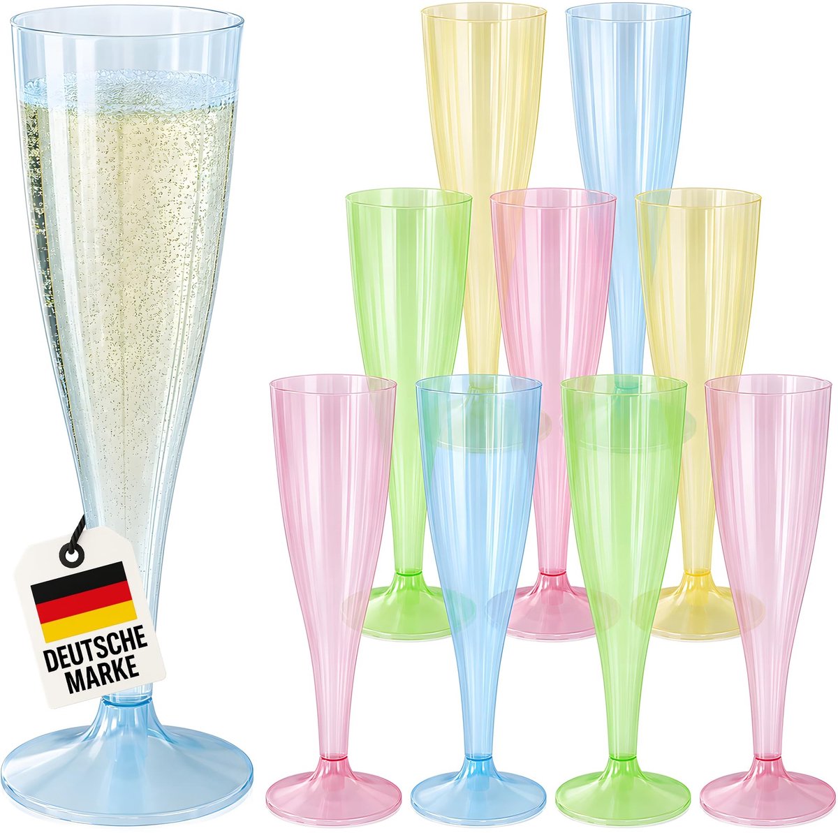 Dailygoods- Champagneglazen set 30 stuks - Kunststof - Onbreekbaar - BPA-vrij - 150 ml - Perfect voor feesten - Feestglazen
