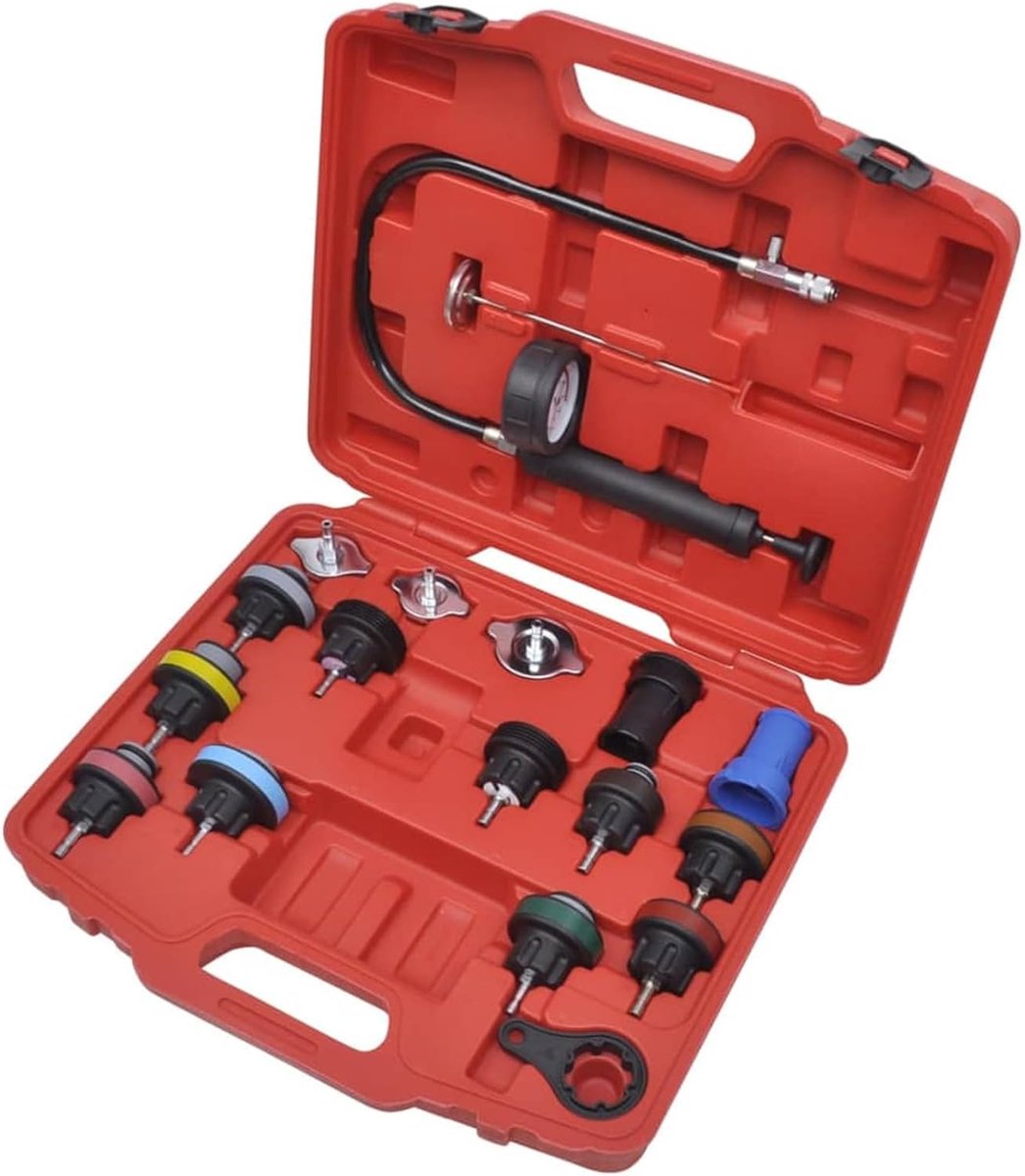 Radiator Druk Tester - Koelsysteem Kit - Lekkages Opsporen - Universele Toepassing - 18 Stuks - Multicolor