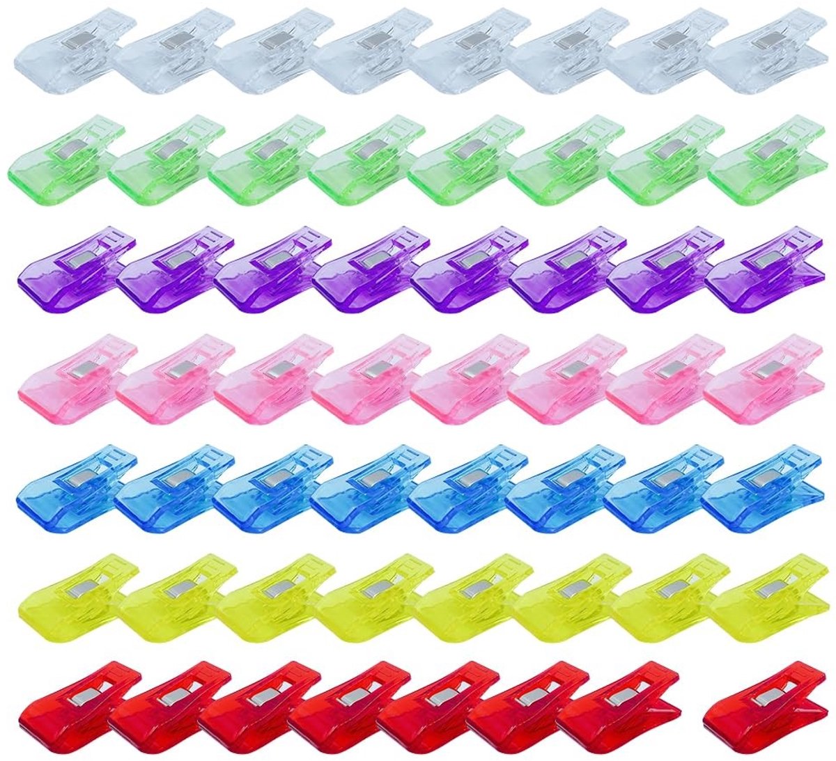 Dailygoods- Naaiklemmen 56 Stuks - Multifunctionele Stofklemmen - Naai-Accessoires - Kunststof Klemmen - Kleurrijk - Veilig Naaien - Stofklem