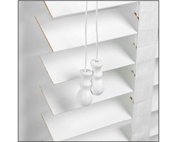 Bamboe Jaloezieën - Rolgordijn Hout - Ruimte Decoratie - Verstelbare Lamellen - 50x180 cm - Wit