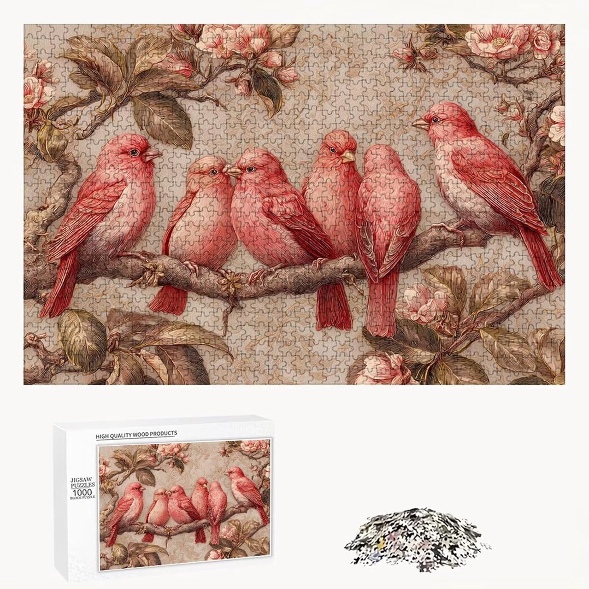 Houten Puzzel - 3000 Stukjes - Ontspanning Hobby - Lindehout Materiaal - 111 x 87 cm - Bloem Vogel