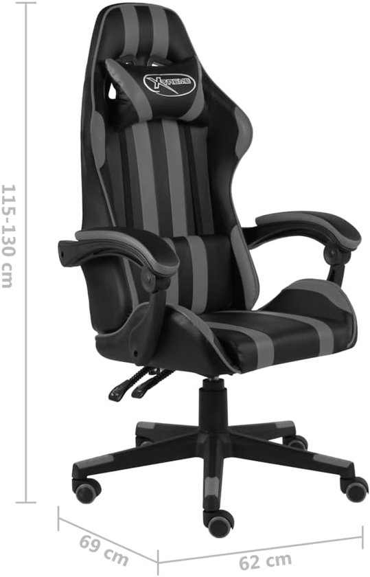 Racing Stoel - Gamestoel Bureau - Comfortabel Werken - Verstelbare Rugleuning - Niet Gespecificeerd - Zwart Grijs — afbeelding 4