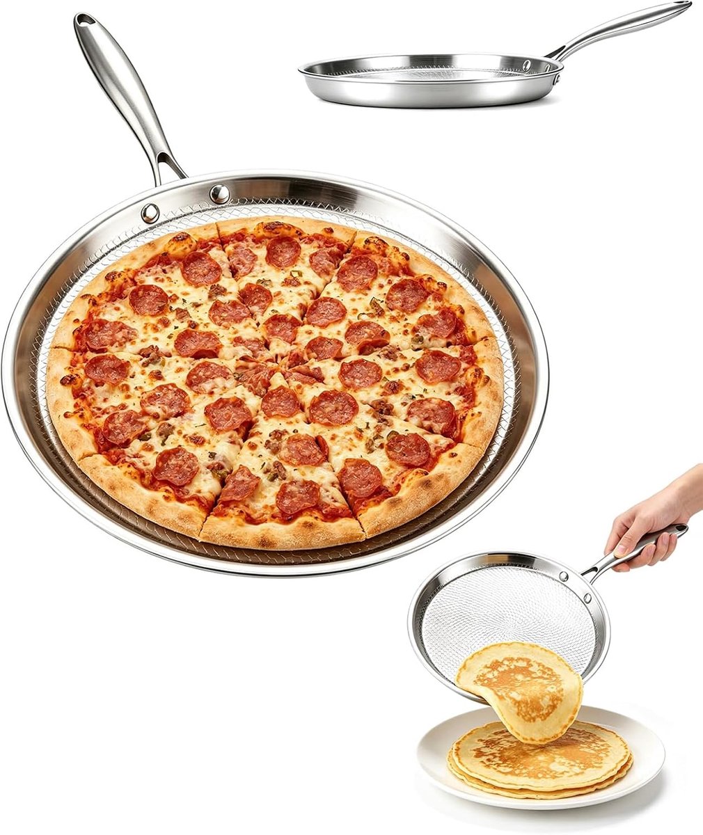 Crêpepan Titanium Pannenkoekenpan Antiaanbak Gezond Koken Niet-toxische Smeedtechniek 28cm Zilver