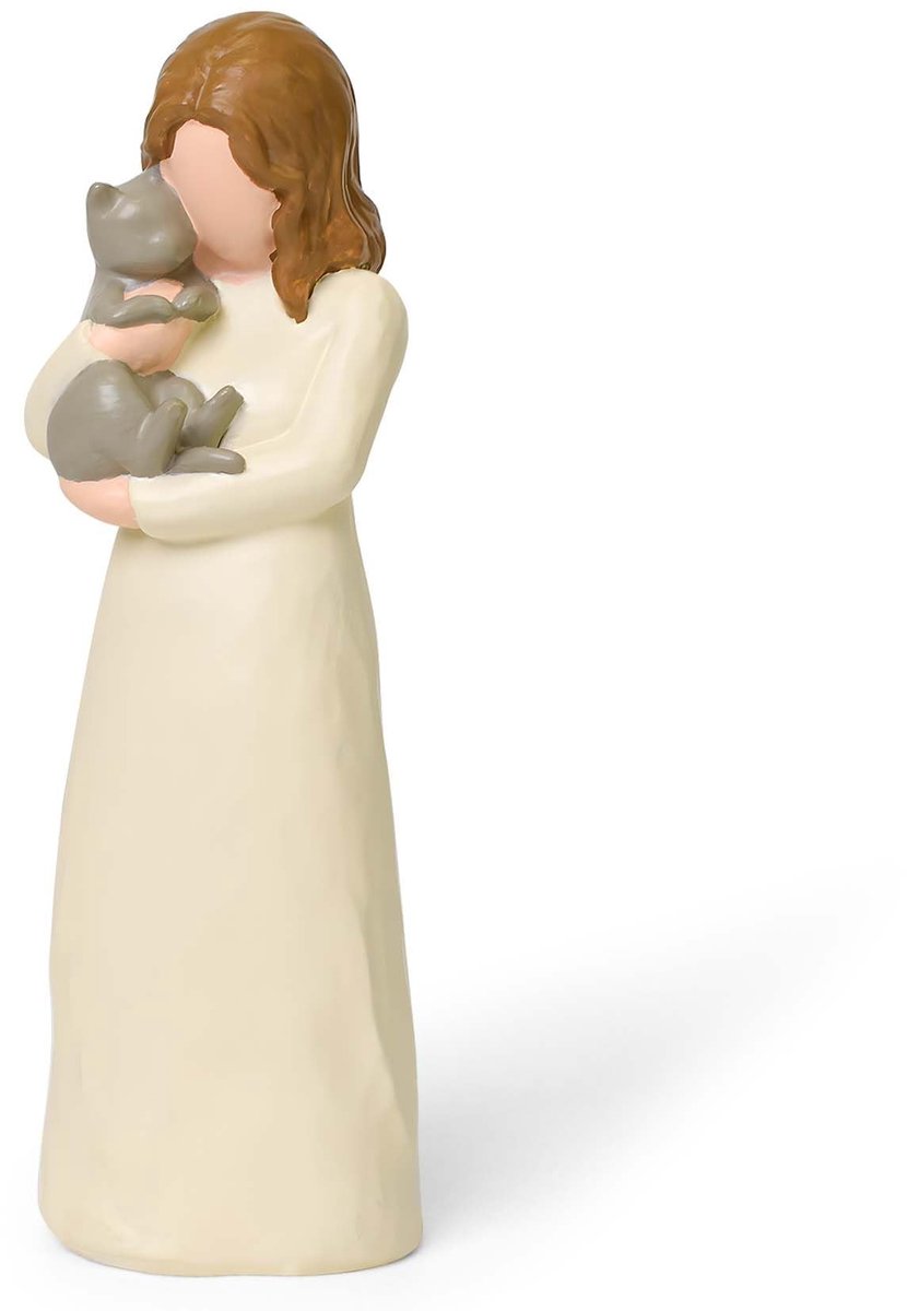 Dailygoods- Kattenornament Grijze Kat - Dierenbeelden - Dieren Beeldjes - Vriendschap - Woondecoratie - Aandenken van liefde - Dierenbeeldje