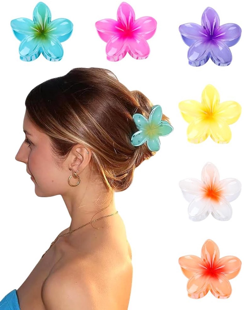 Dailygoods- Bloemenhaarspelden 6 Stuks - Antislip Haarklemmen - Grote Klauwen - Haar Klemmen - Haaraccessoires - Versterkte Materialen