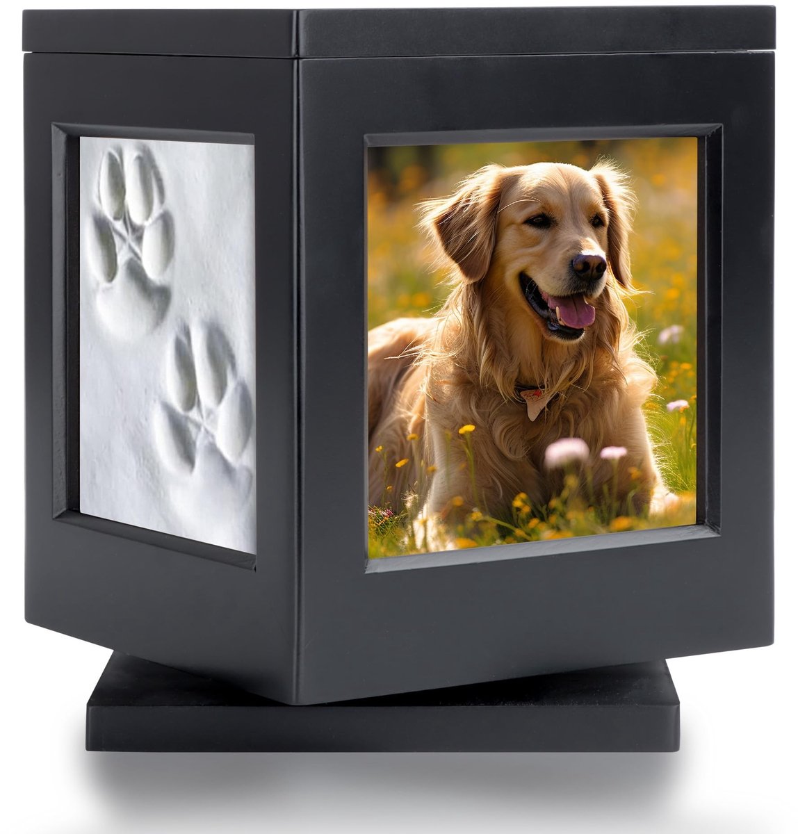 Dailygoods- Urn voor huisdieren met fotolijst - Urn voor honden - Urn voor katten - Gedenkurn met draaiwiel - Decoratie voor woonkamer - Ruimte voor gedenktekens
