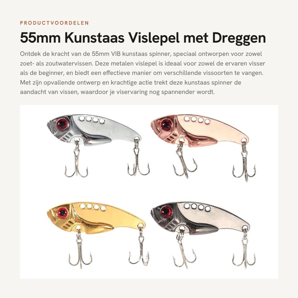 Dailygoods- Vislepel 55mm - Kunstaas Set - Crankbait Spinner - Dreggen - Zoetwater/Zoutwater - Geschikt voor diverse vissoorten