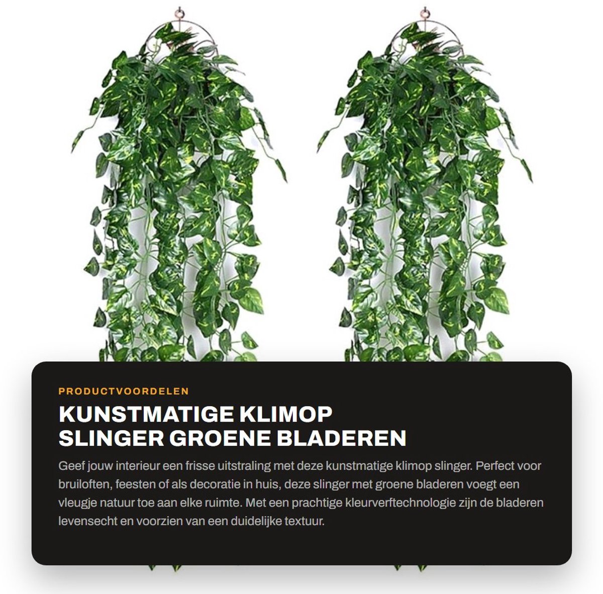 Kunstmatige Klimop Slinger - Kunstplanten - 2 Stuks - Groen - Kunststof
