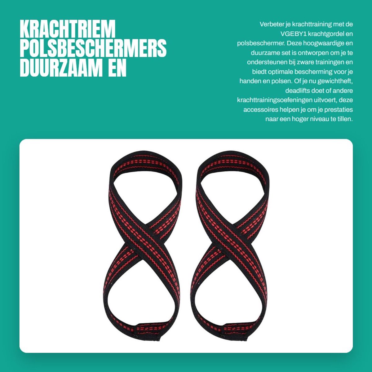 Dailygoods- Krachtriem Duurzaam - Polsbeschermers - Krachttraining - Figuur 8 Riemen - Bescherming - Hoogwaardig Nylon - Gewichthefriem