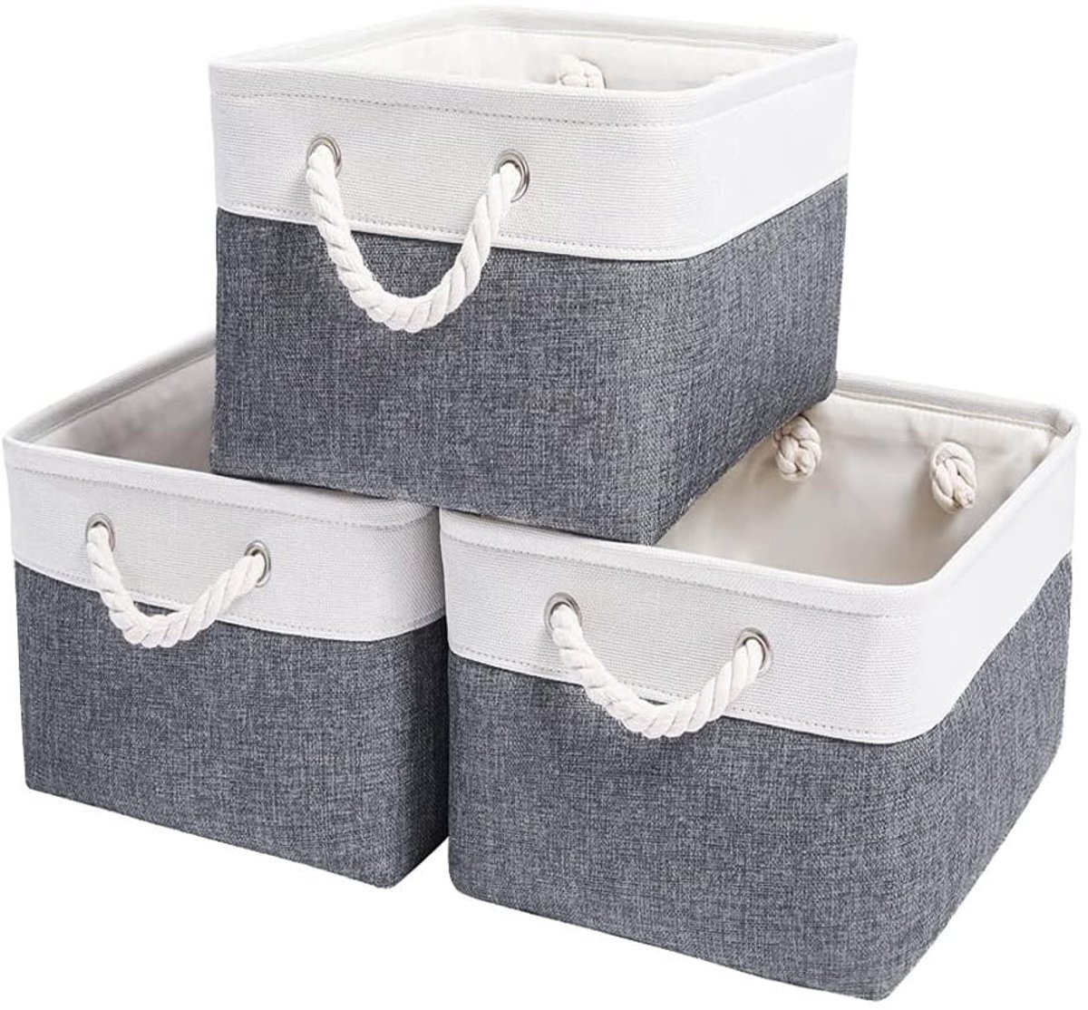 Dailygoods- Opbergmand Groot - Opvouwbaar - Katoenen Touw - Voor Speelgoed - Kledingkast - Stijlvol Ontwerp - 41x31x20 cm - Opbergdoos
