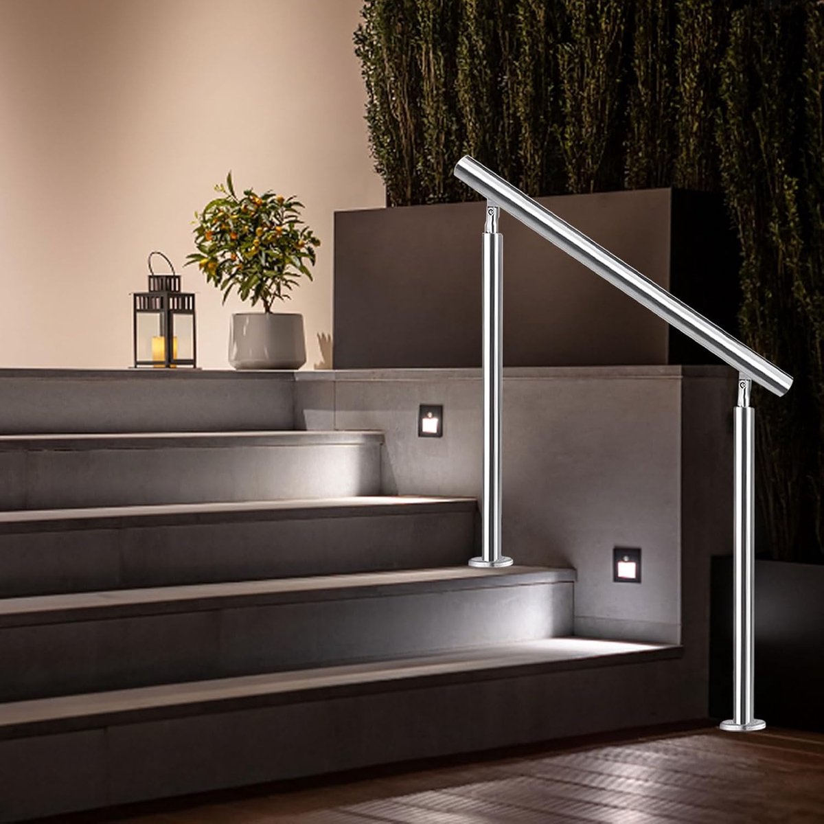 Trapleuning RVS - Veiligheidsstang - Veilig Traplopen - Verstelbaar Hoekontwerp - 95 cm Hoog - Zilver