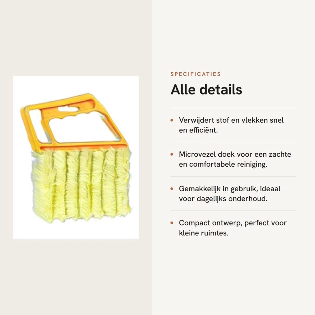 Dailygoods- Jalozieënreiniger Mini - Microvezel Reinigingsborstel - Handbediend - Voor Gordijnen/Airconditioning - 16 x 13,5 cm - Comfortabel in Gebruik - Jaloezieënborstel