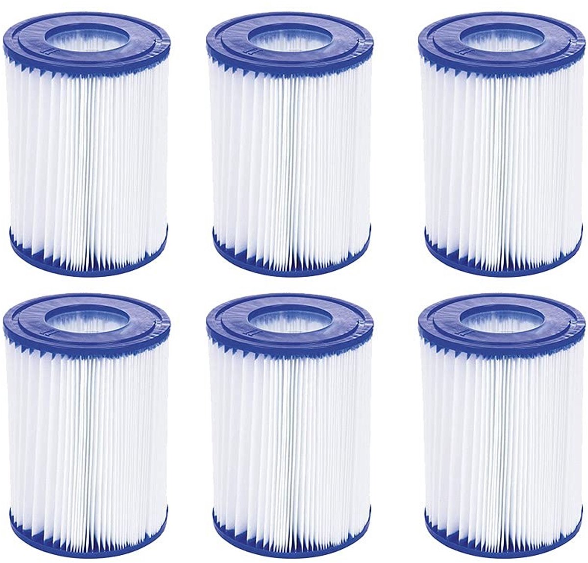 Dailygoods- Zwembadfilter 6 Pack - Vervangende Cartridge - Compatibel met Bestway/Lay Z Spa - Filterpomp 2006/3028 L/u - ABS Polyester Papier - 10,6 cm x 13,6 cm - Filtercartridge