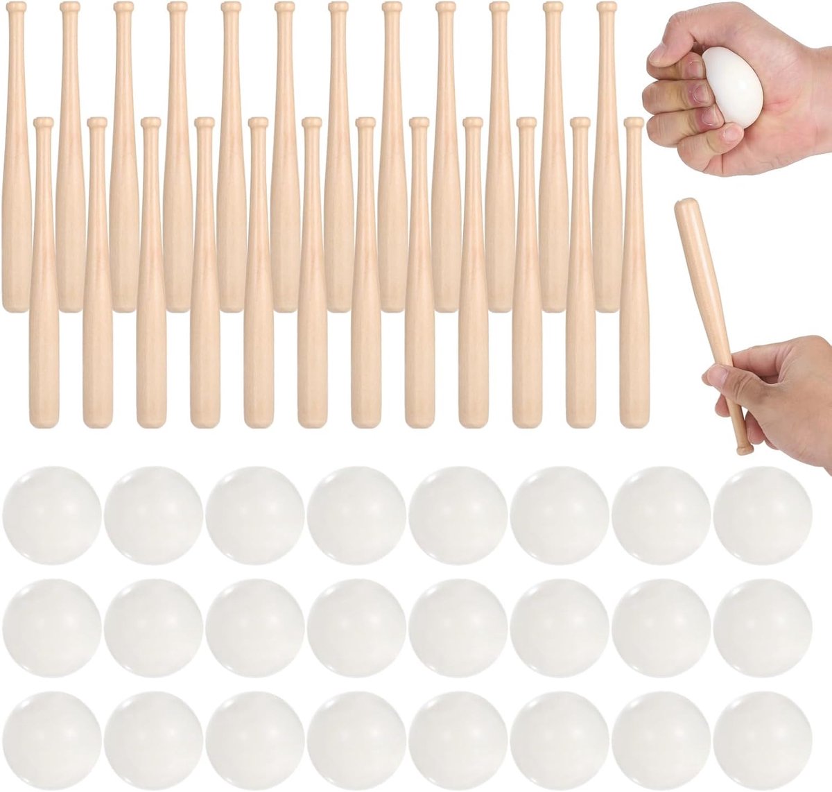 Honkbal en Knuppel Set - Mini Honkbalknuppels - Feestdecoratie Knutselen - Glad Houten Oppervlak