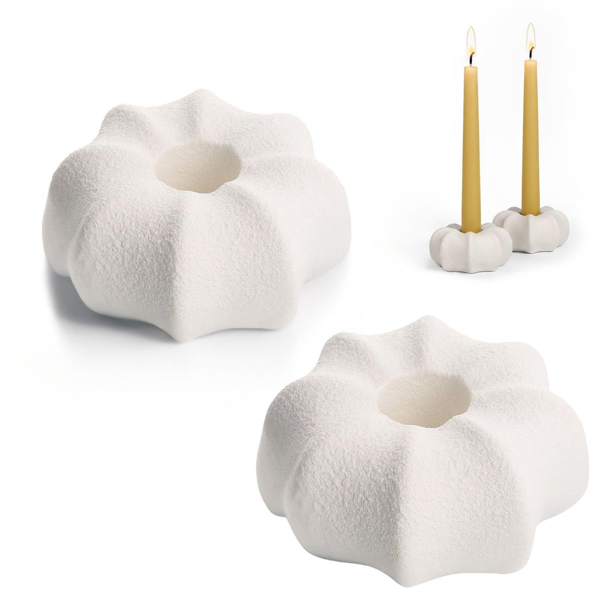 Omgoods - Minimalistische Kerzenhouder van Keramiek, Set van 2