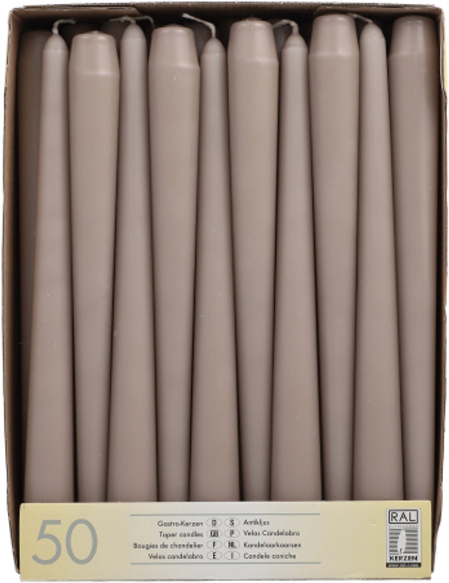 2x 50 Kandelaarkaarsen Ø 22 cm · 25 cm greige