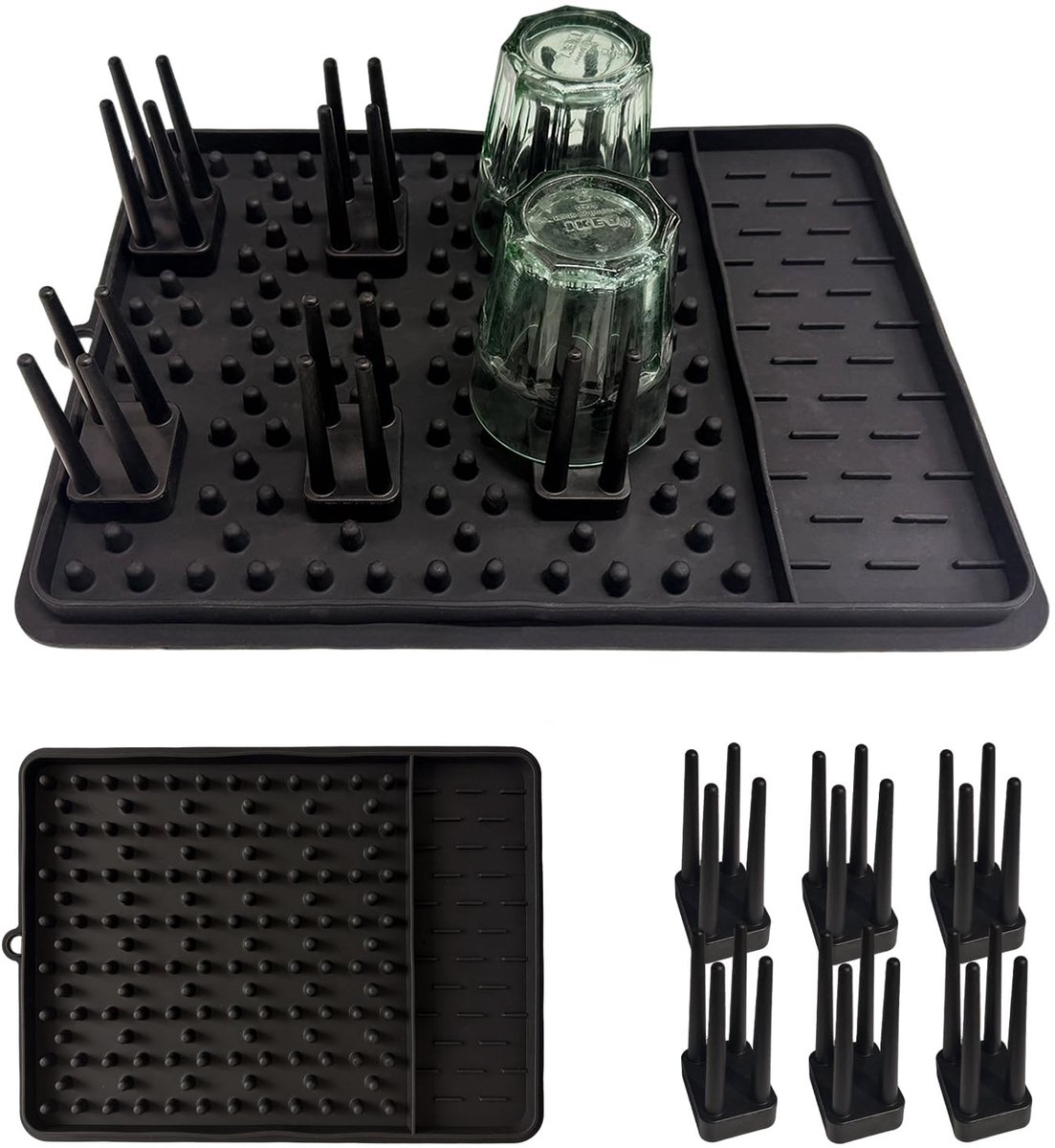 Omgoods - Afdruiprek met afneembare staven - Siliconen antislip mat voor keuken