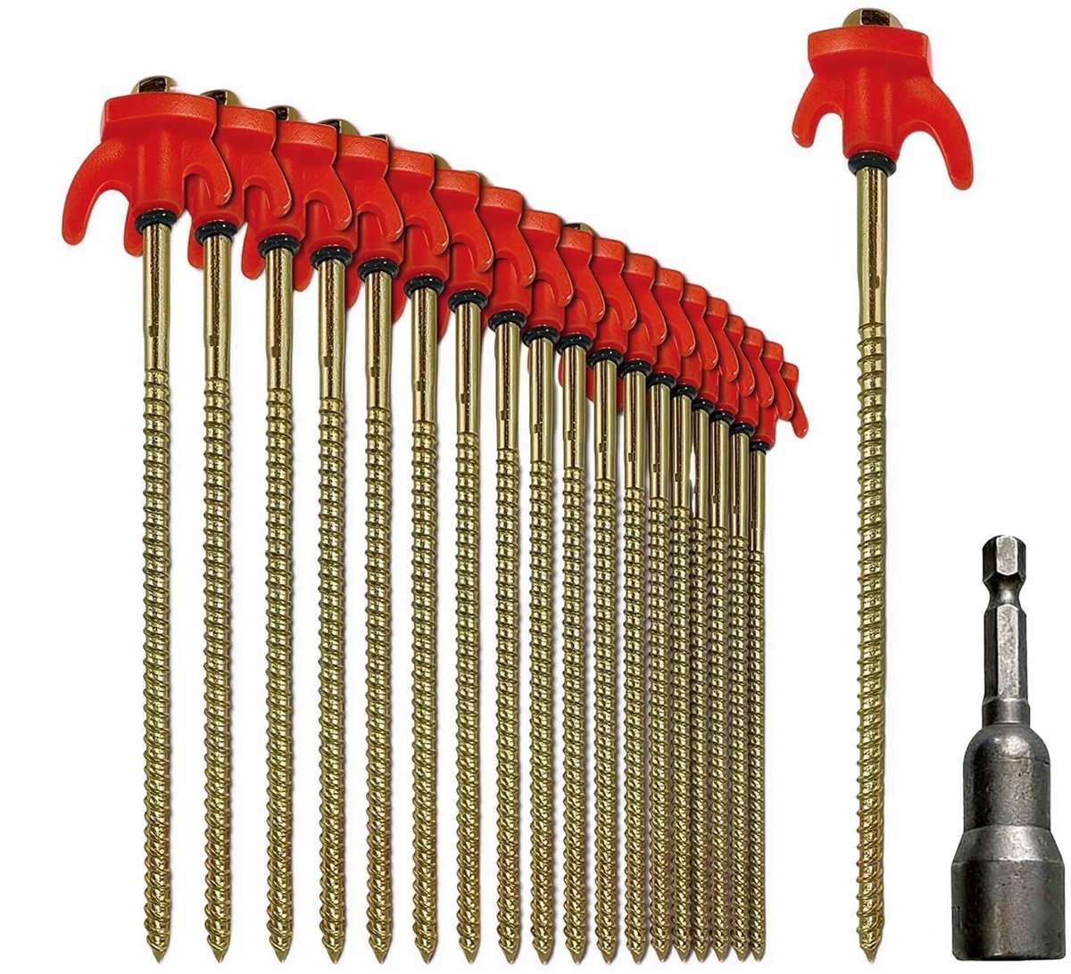 Omgoods - Set van 12 Tent Pegs met Plastic Washers voor Stabiliteit