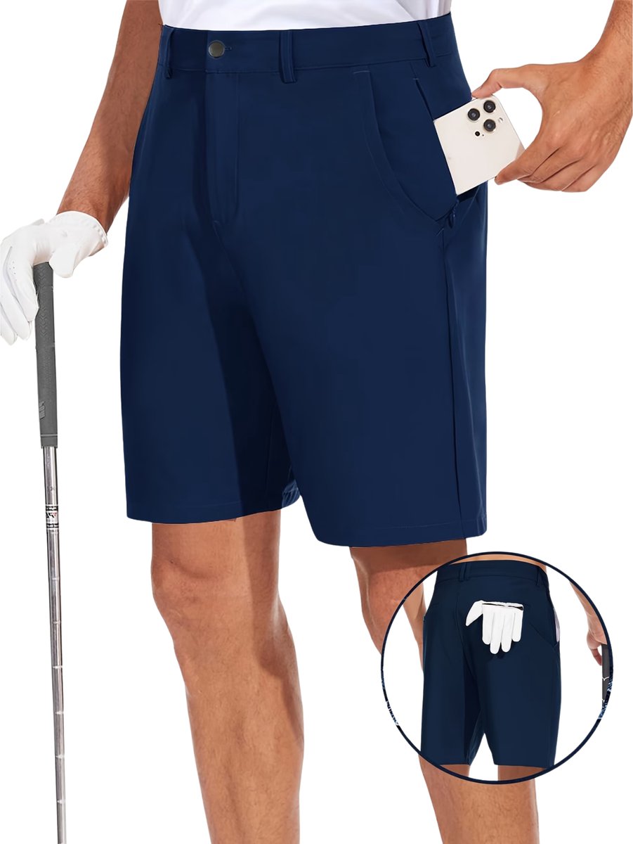 Currero Korte Broek Heren Golfbroek Spijkerbroek met Zakken Volwassenen Jongens Shorts Blauw