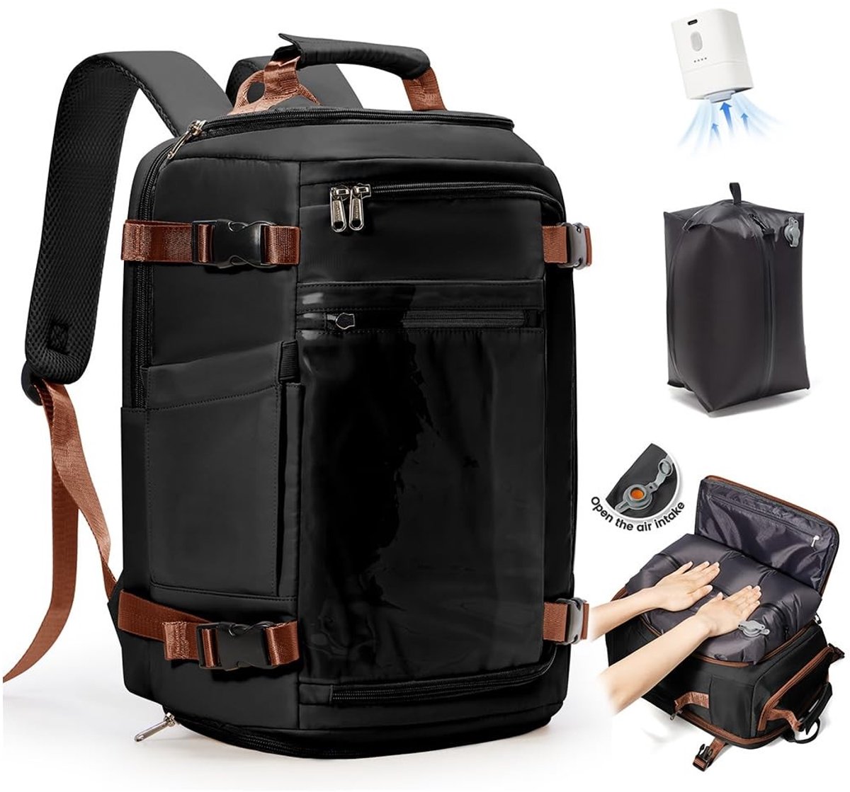 Omgoods - Vacuum Rugzak met Pomp voor Reizen, Handbagage Grootte
