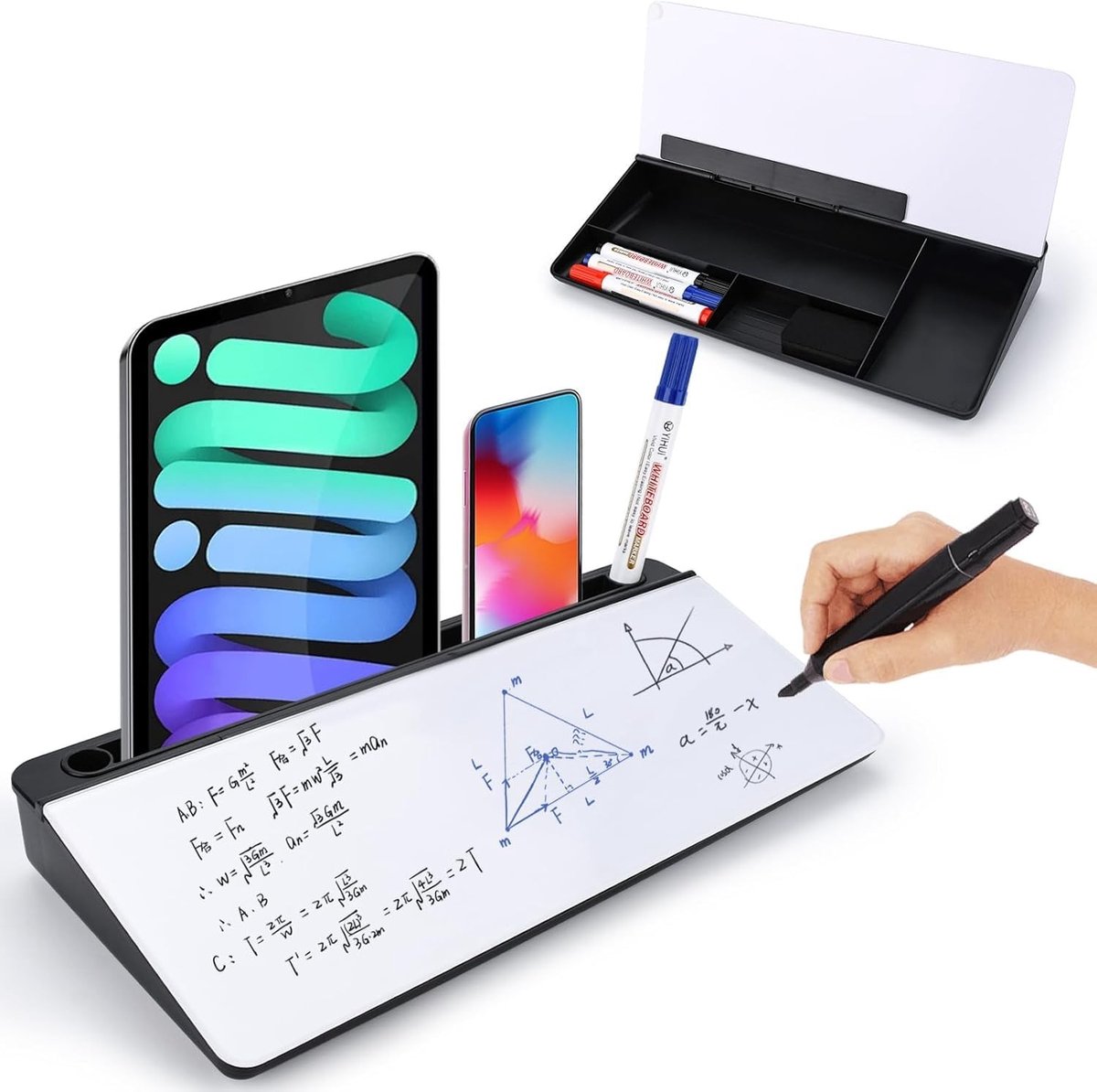Omgoods - Compact Glas Whiteboard Bureau met Opbergruimte - Ideaal voor Thuis en Kantoor