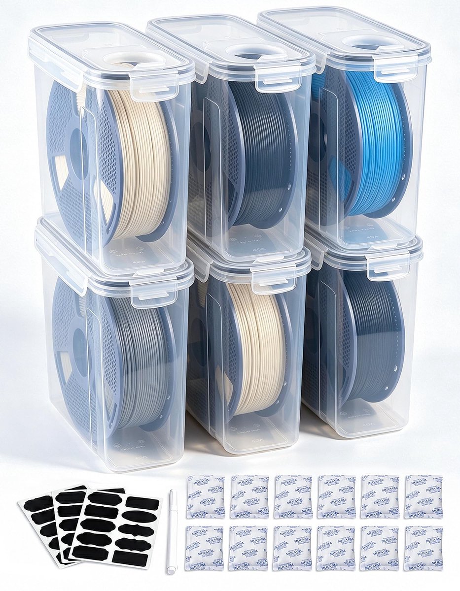 Omgoods - Set van 6 Luchtdichte Opbergdozen voor 3D Filament