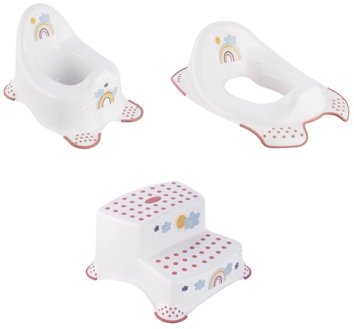 Omgoods - Regenboogset voor Zindelijkheidstraining: Potje, Toiletbril en Opstapje