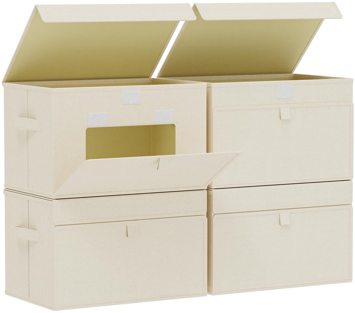 Omgoods - Opbergdozen van Stof met Handgrepen, 4 Stuks, 15 x 25 x 25 cm