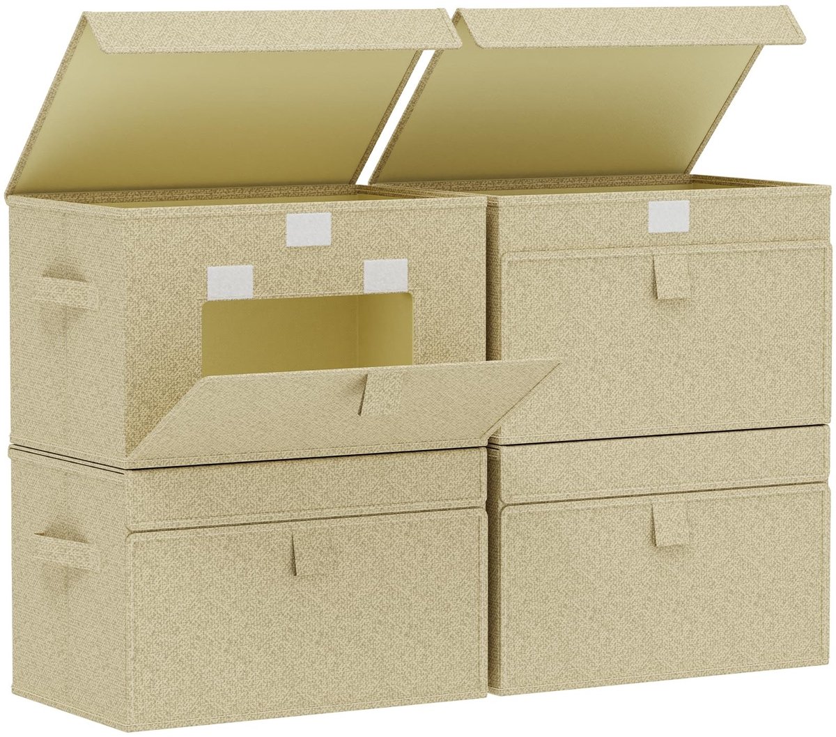 Omgoods - Opbergdozen met Scharnierend Deksel, 4 Stuks, Grijs/Beige
