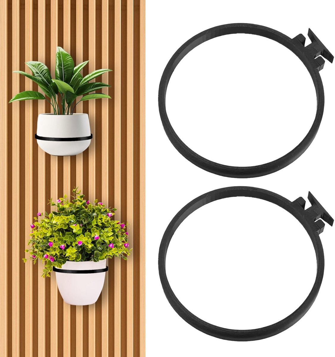 Omgoods - Set van 2 Plantenringen voor Geluidspanelen zonder Boren