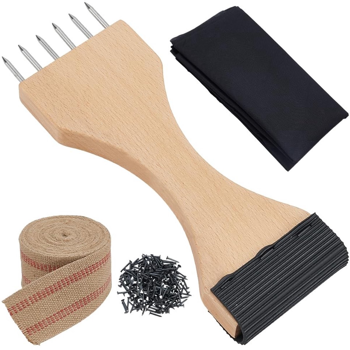Omgoods - Tapestry Tools Set met Houten Spanband en Jute Band voor Meubelherstel
