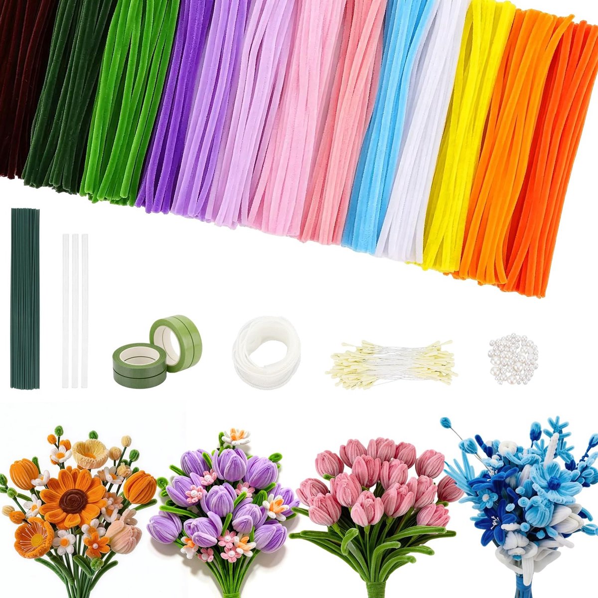 Omgoods - Complete Pijpenreiniger Set met 800 Delen voor Creatieve Knutselprojecten