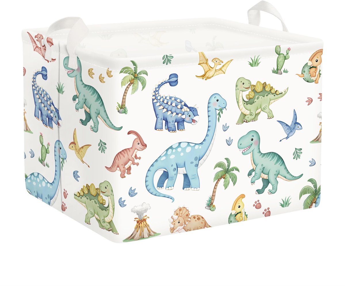 Omgoods - Boho Dinosaur Wasmand - Opbergmand voor Speelgoed en Kleding, 40 x 30 x 30 cm