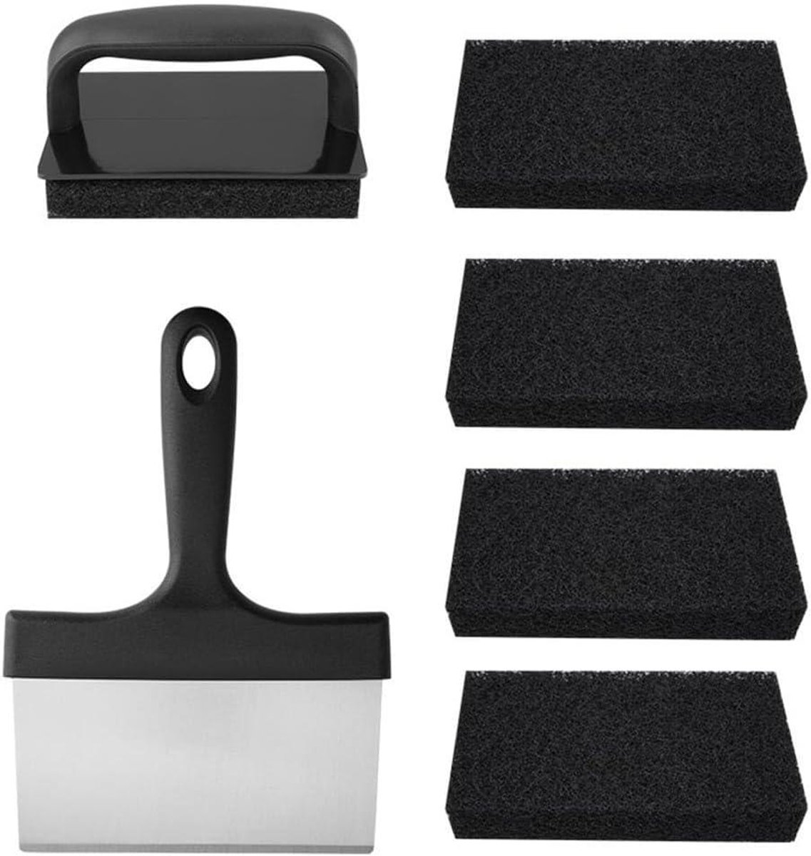 Barbecue Schoonmaak Set - Grill Borstel Set - Grill Reinigen - Krasvrije Reiniging - 6 Stuks - Zwart
