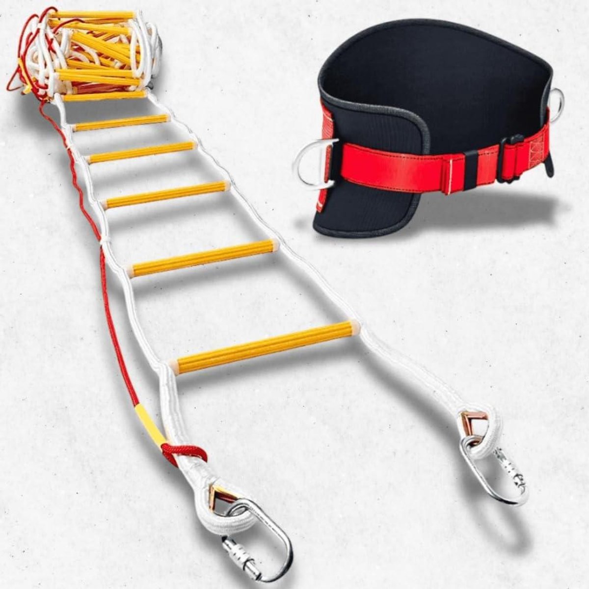 Brandreddingsladder - Noodladder Redladder - Veilige Evacuatie - Inclusief Veiligheidsgordel - 10 meter - Zwart