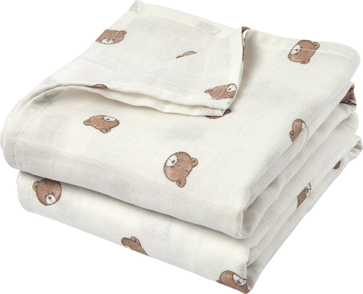 Meyco Baby Bear Swaddle - 2-pack - Hydrofiel - Multicolour - 120x120cm