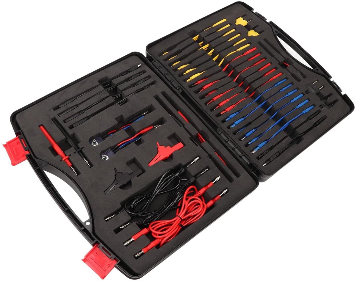 Multimeter Meetsnoerenset - Autodiagnose Kit - Voertuigonderhoud - 92 Delige Set - 40 x 30 x 9 cm - Zwart