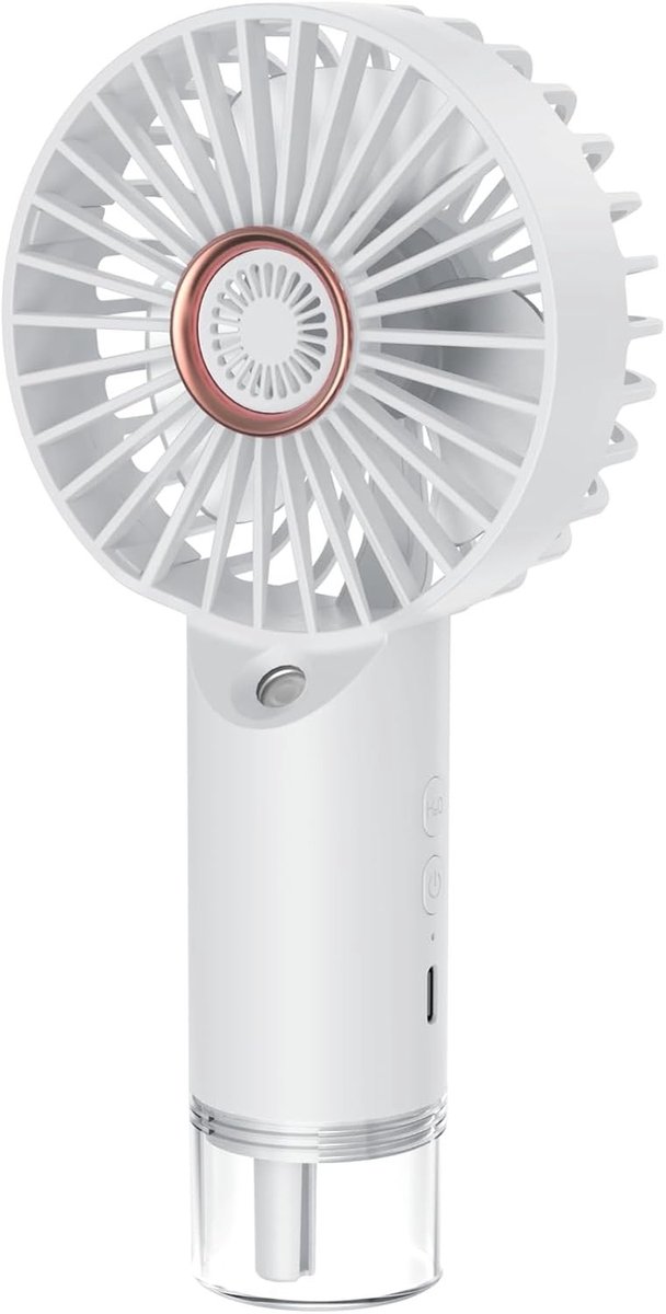Mini-ventilator met waterspray - Roze - USB oplaadbaar - 3 snelheidsstanden - Voor kantoor en reizen