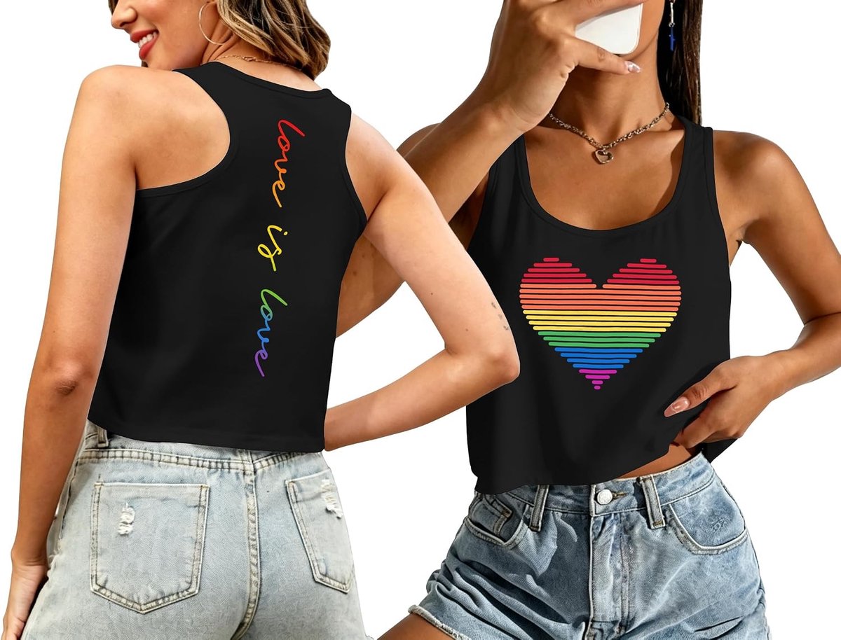 Pride Tank Top Dames LGBT Regenboog Love Crop Tanktops Zomer Gay Pride Month Tops