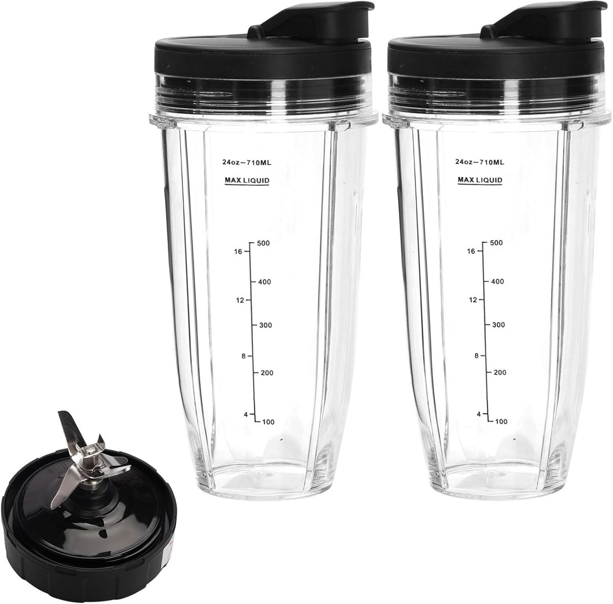 Blender, 2 stuks blenderbekers met afneembare deksel, 7-vin-extractormes Compatibel voor Ninja BL2012/BL487A/BL492/BL640/NN100A/NN101/NN102, mixbeker zonder lekken