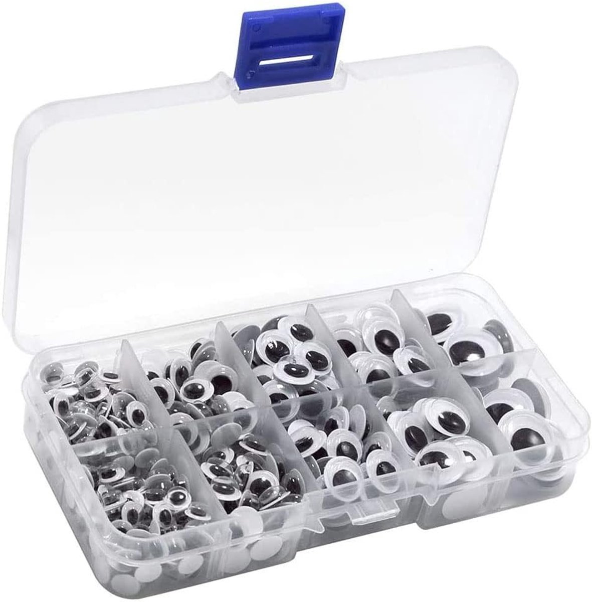 450 stuks zelfklevende wiebelogen, 6 mm, 8 mm, 10 mm, 12 mm, 15 mm, Googly Eyes, verschillende maten