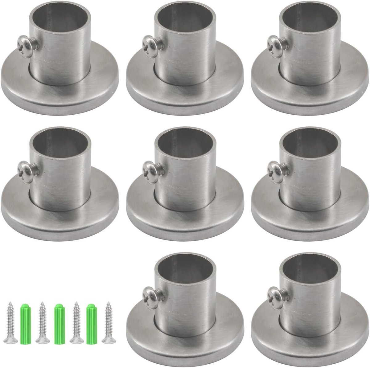 (8 stuks) 19mm Wandmontage Pijpbeugel 304 Rvs Staaf Flens Houder Pole End Ondersteuning Socket End Beugel Voor Kast Garderobe Douchegordijn Staaf