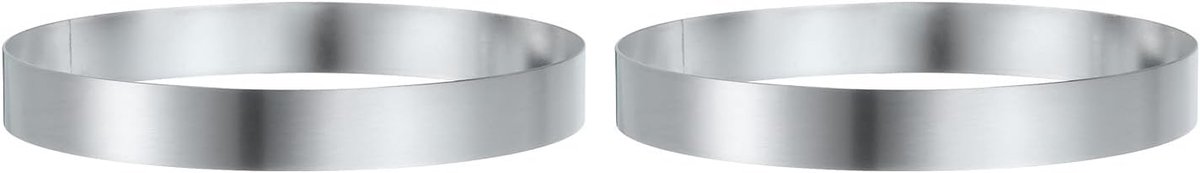 2 Stuks Ronde Cake Ring 14 x 2,5 cm Naadloze roestvrijstalen pastry mousse dessert ring met spiegelcoating voor het bakken en koken van English muffins Crumpet-maakgereedschap