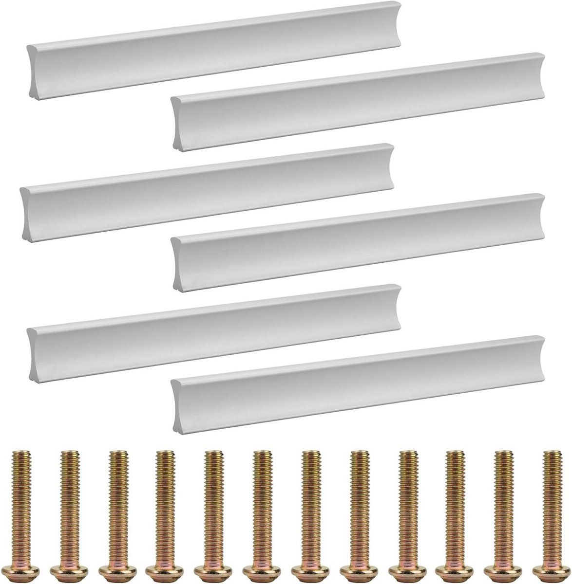 Aluminium ladegrepen 128 mm, 6 stuks, zilver met schroeven voor kasten, meubels en keukens